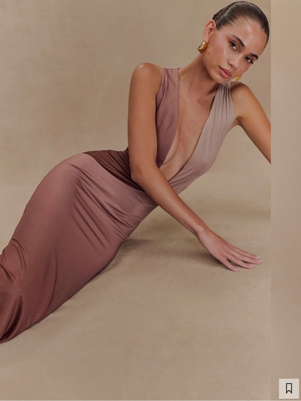 Meshki Stella
Draped Slinky Maxi Dress - Mocha Ombre - Picture 2 of 5
